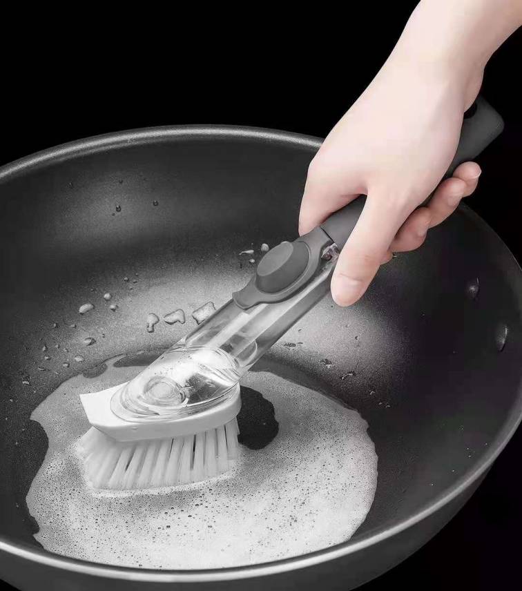 Smart Kitchen Cleaning Tools Long Handle Pan Pot Sponge Pp Dish Washing Cleaning Brush With Soap Dispenser